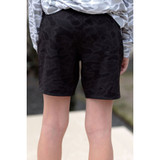Burlebo Boys' Athletic Performance Shorts in Black Camo with Black Pockets