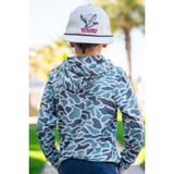 Burlebo Boys' Performance Hoodie in Retro Duck Camo front view