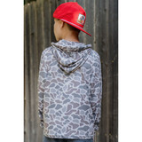 Burlebo Boys' Performance Hoodie in Deer Camo back view