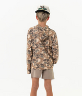 Burlebo Boys' Performance Hoodie in Pintail Camo front view