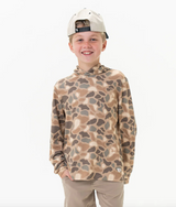 Burlebo Boys' Performance Hoodie in Pintail Camo back view