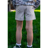 The Burlebo Boys' Everyday Performance Shorts in Light Khaki with American Flag Pockets