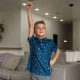 The Burlebo Boys' Performance Polo in the to the Moon Pattern