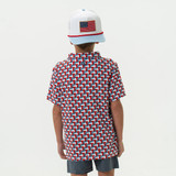 Burlebo Boys' Performance Polo Texas Flags Pattern back