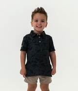 Burlebo Boys' Performance Polo Black Camo