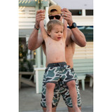 The The Burlebo Boys' Swim Trunks in Retro Duck Camo