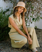 Hemlock Lenny Straw Bucket Hat in natural colorway front view
