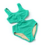 Shade Critters Girls' Crinkle Texture Cinched Ring Monokini in green colorway