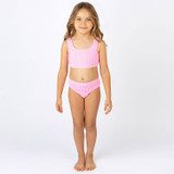 Shade Critters Girls' Crinkle Texture Bikini in pink colorway