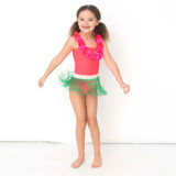 Shade Critters Toddler Girls' Hula Fringe Skirt One Piece Swimsuit in poppy colorway