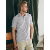 The Faherty Men's Movement Polo cups in the Horizon Line Stripe Colorway