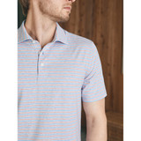 The Faherty Men's Movement Polo cups in the Horizon Line Stripe Colorway