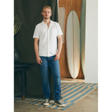 The Faherty Men's Knit Seasons Short Sleeve Button Up Shirt in White