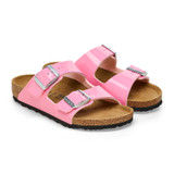 Birkenstock Kids' Arizona Birko-Flor Patent Sandals in Patent Candy Pink colorway