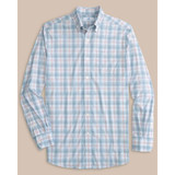 Southern Tide Men's Intercoastal West End Plaid Long Sleeve Sport Shirt in Subdued Blue colorway