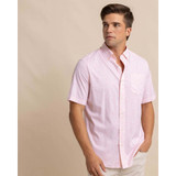 Southern Tide Men's brrr° Intercoastal That Floral Giveing Short Sleeve Sport Shirt in Apricot Blush Coral colorway