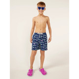 The Chubbies Boys' Lined Classic Swim Trunks in Navy with Pink Liner