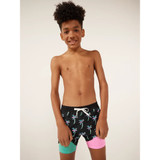 The Chubbies Boys' Lined Classic Swim Trunks in Black with Teal and Hot Pink Liner