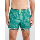 The Chubbies Men's 4 inch Ultimate Training Shorts in Green Tie Dye with Black Floral Liner