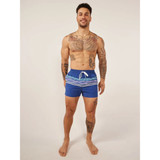 The Chubbies Men's 4 inch Lined Classic Swim Trunks in Navy with Neon Stripes