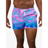 The Chubbies Men's 4 inch Lined Classic Swim Trunks in Blue and Pink Jungle Print