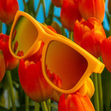 Goodr Spring Got Me Sprung! Sunglasses in pastel orange/ Rose mirror colorway