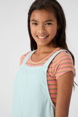O'Neill Girls' Starlette Overalls in skylight colorway