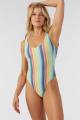 O'Neill Women's Beachbound Stripe North Shore One Piece Swimsuit in multi colorway