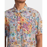 The RVCA Men's Sage Vaughn Short Sleeve Button Up Shirt in the Multi Floral Pattern