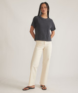 Marine Layer Women's Slub Boxy Crop Tee Soft Black front