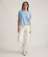 Marine Layer Women's Sadie Vintage Slub Crop Tee in BelAir Blue colorway