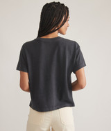 Marine Layer Women's Vintage Slub Crop Tee in Soft Black colorway