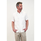 The San Cristobal Men's Havana Classic Guayabera in White with White Stitching