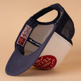 The THC Provisions Cedar Chopper Trucker Stripe Hat in the All's Good White and Navy Colorway