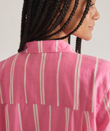 Marine Layer Women's Abbey Relaxed Button Down in Pink Stripe colorway