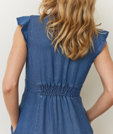 Marine Layer Women's Camila Midi Dress in Medium Wash full length