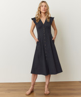 Marine Layer Women's Camila Midi Dress in Black colorway