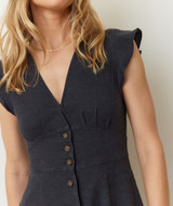 Marine Layer Women's Camila Midi Dress in Black colorway