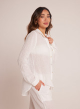 Bella Dahl Women's Oversized Button Down Top in white colorway