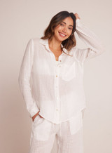 Bella Dahl Women's Oversized Button Down Top in white colorway