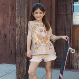 Tiny Whales Girls' Light And Love Tee in Mineral Wheat colorway