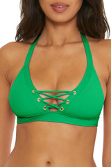 Becca Women's Modern Edge Keira Halter Bikini Top in Verde colorway