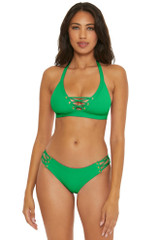 Becca Women's Modern Edge Keira Halter Bikini Top in Verde colorway