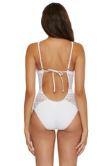 Becca Women's Color Play Plunge One Piece Swimsuit in White colorway