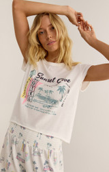 Z Supply Women's Sunset Cove Tee in White Shell colorway