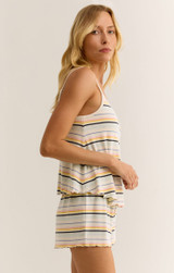 Z Supply Women's Sunshine Days Stripe Tank in White Shell colorway