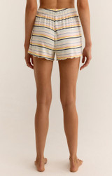 Z Supply Women's Soft Spot Stripe Shorts in White Shell colorway