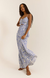 Z Supply Women's Winslet Shadow Reef Maxi Dress in Blue Wave colorway