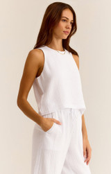 Z Supply Women's Beau Gauze Top in White colorway