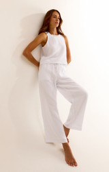 Z Supply Women's Bondi Gauze Pants in White colorway